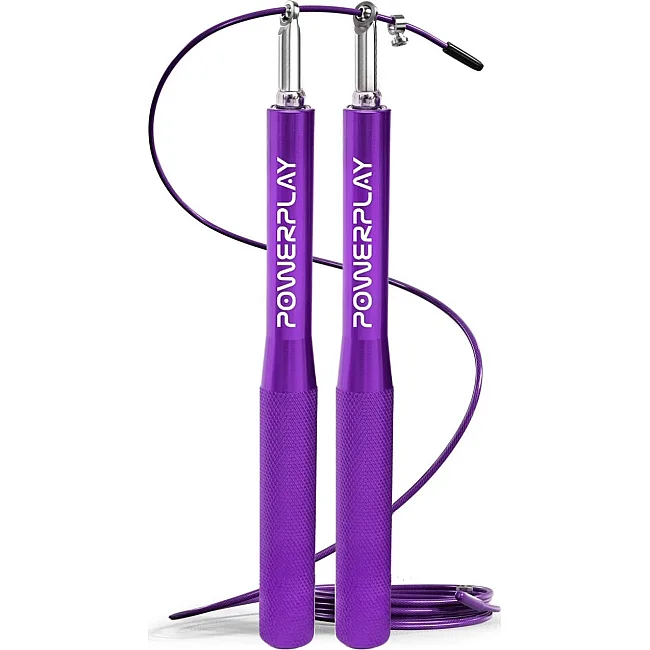 Скакалка скоростная на подшипниках алюминиевая PowerPlay 4207 Elite Jump Rope Фиолетовая (3m.)