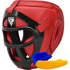 Боксерский шлем RDX T1 Grill Full Red (капа в комплекте)