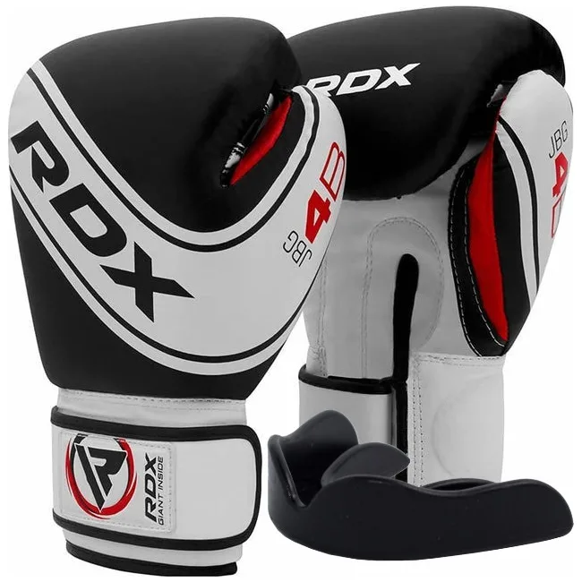 Детские боксерские перчатки RDX 4B Robo Kids White/Black 6 унций (капа в комплекте)