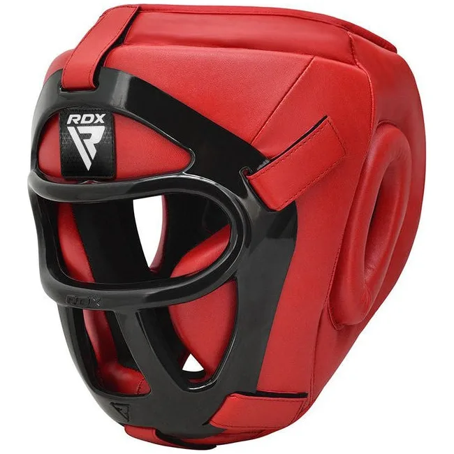 Боксерський шолом RDX T1 Grill Full Red (капа у комплекті)