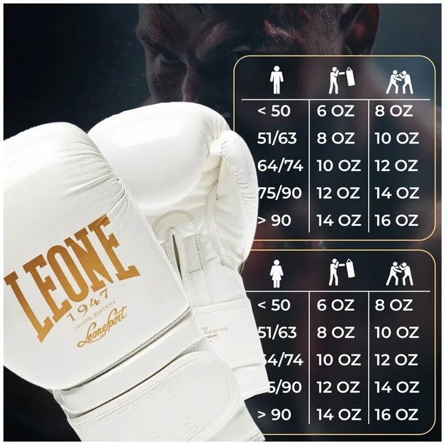 Боксерські рукавиці Leone GN059W White/Gold (капу в комплекті)