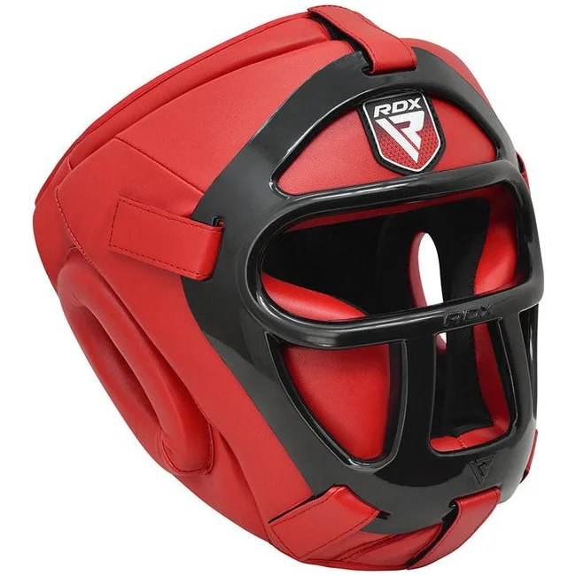 Боксерський шолом RDX T1 Grill Full Red (капа у комплекті)