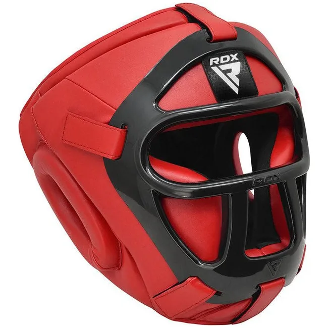 Боксерський шолом RDX T1 Grill Full Red (капа у комплекті)