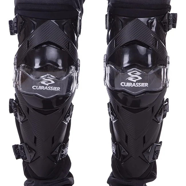 Мотонаколенники CUIRASSIER K09 2шт (Черный-салатовый)