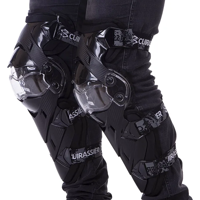 Мотонаколенники CUIRASSIER K09 2шт (Черный-белый)