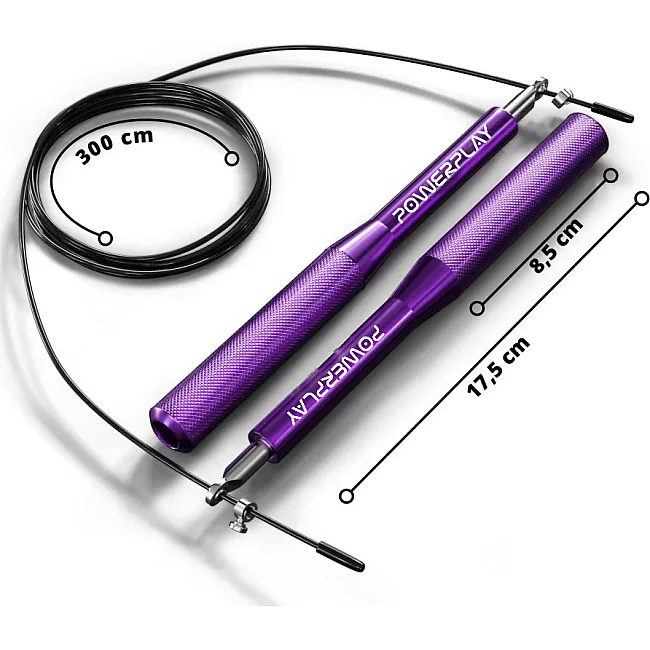 Скакалка скоростная на подшипниках алюминиевая PowerPlay 4207 Elite Jump Rope Фиолетовая (3m.)