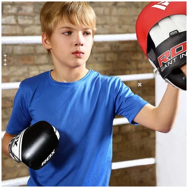 Детские боксерские перчатки RDX 4B Robo Kids White/Black 6 унций (капа в комплекте)