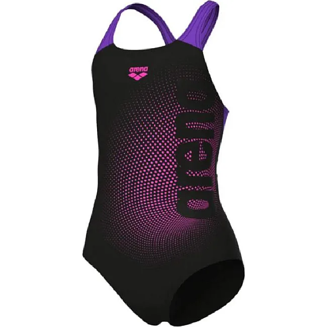 Купальник для девочек Arena DIM LIGHT SWIMSUIT SWIM PRO BA черный, фуксия, фиолетовый