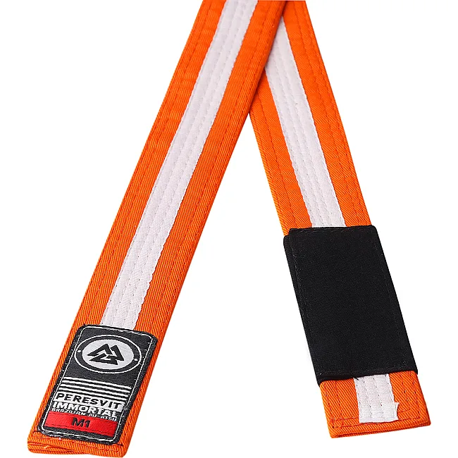 Детский пояс для кимоно БЖЖ Peresvit Orange White Stripe