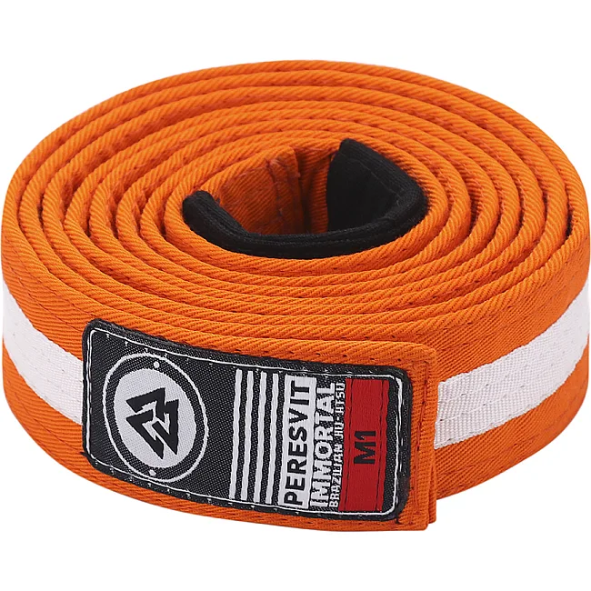 Детский пояс для кимоно БЖЖ Peresvit Orange White Stripe
