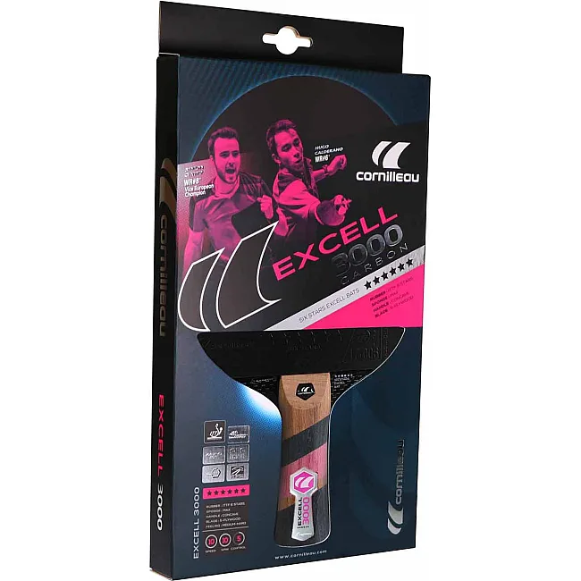 Ракетка для настольного тенниса Cornilleau EXCELL CARBON 3000, черно-красная.