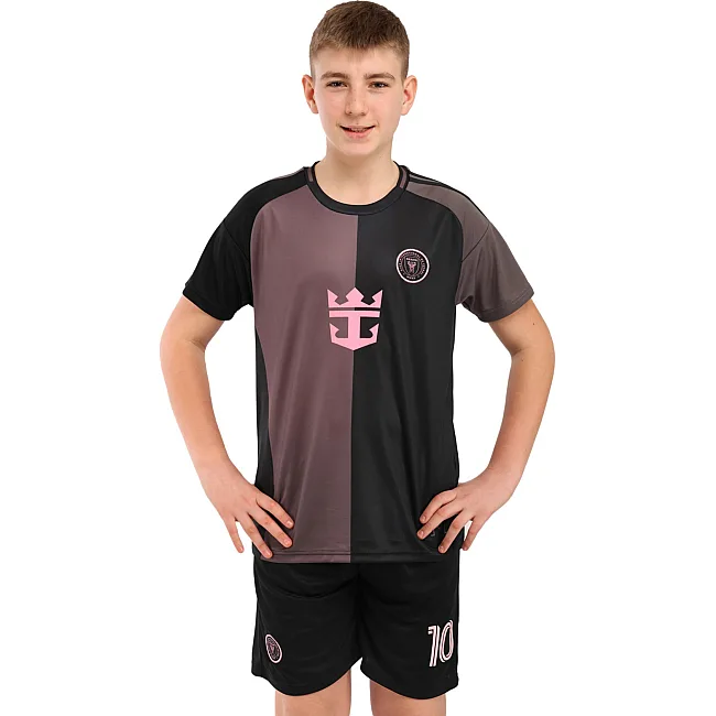 Футбольная форма детская с символикой клуба INTER MIAMI MESSI 10 гостевая 2026 SP-SPORT CO-7359 (Черный-розовый)