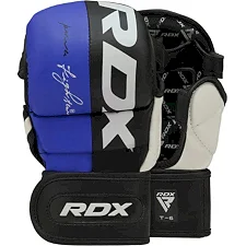 Тренировочные перчатки RDX GRAPPLING GLOVES REX T6 PLUS черный, синий, белый