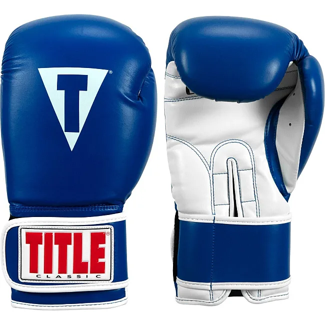 Боксерские перчатки TITLE Classic Pro Style 3.0 Blue/White (капа в комплекте)
