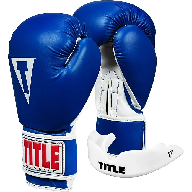 Боксерские перчатки TITLE Classic Pro Style 3.0 Blue/White (капа в комплекте)