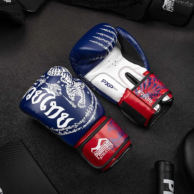 Боксерские перчатки Phantom Muay Thai Blue (капа в подарок)