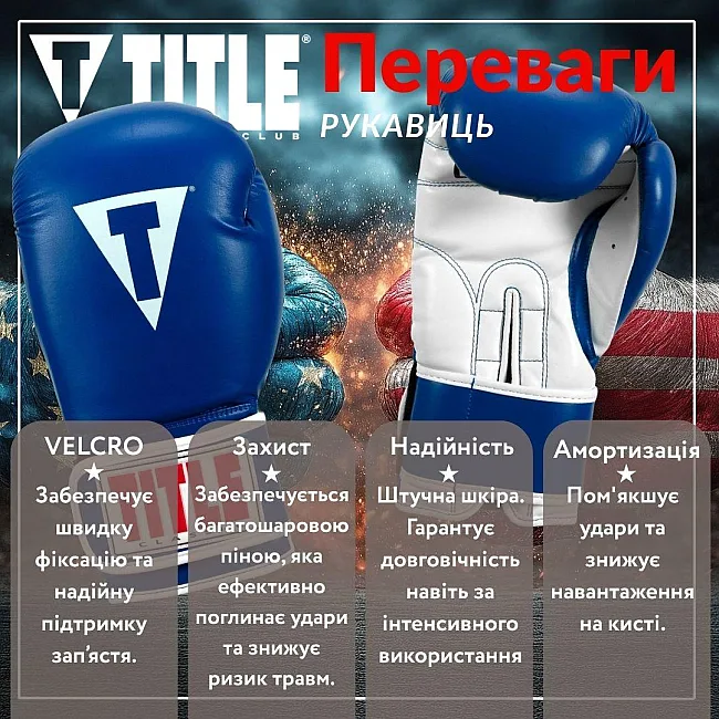 Боксерские перчатки TITLE Classic Pro Style 3.0 Blue/White (капа в комплекте)