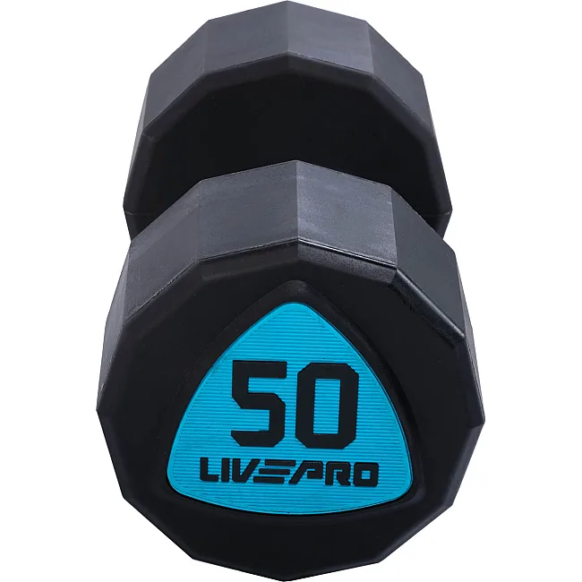 Гантели профессиональные
 с полиуретановым покрытием LiveUp LP8003-50 2шт по 50кг