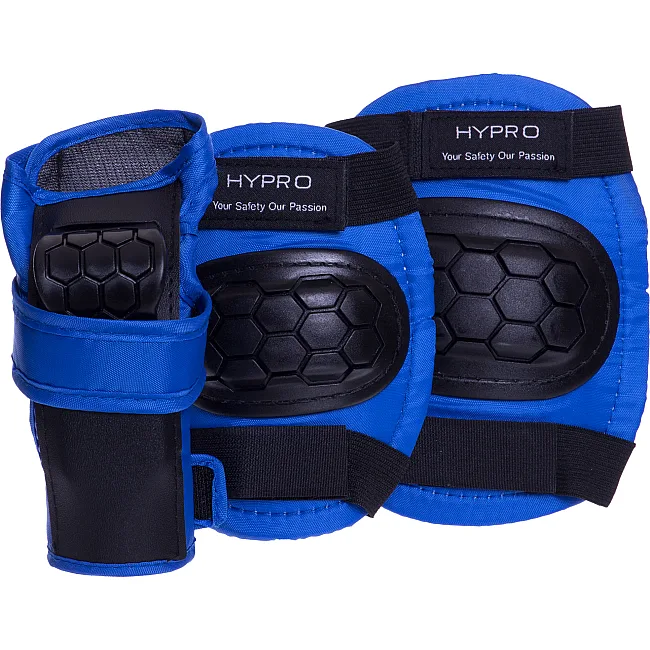 Защита для роликов детская наколенники налокотники перчатки HYPRO HP-SP-B104 (Черный-синий)