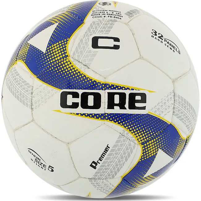 Футбольный мяч
 CORE PREMIER FB-8464 №5 PU (Белый-желтый-синий)
