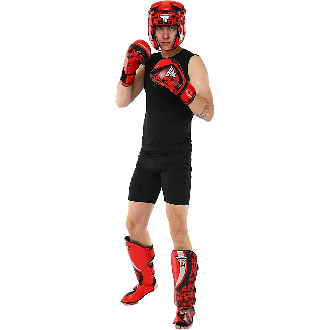Защитные накладки на ноги
 Муай Тай, ММА, Кикбоксинг кожаная FISTRAGE FURIOUS VL-4469 (Красный-черный)