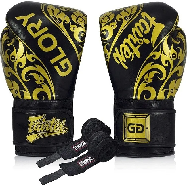 Боксерские перчатки Fairtex BGVG2 Velcro Black (бинты в комплекте)