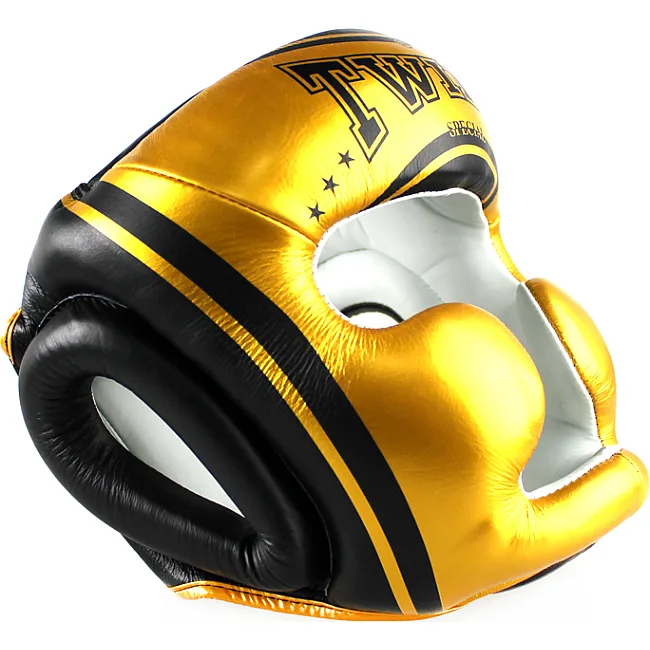 Боксерский шлем Twins Fancy FHGL3-TW4 Black Gold