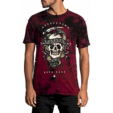 Футболка AFFLICTION Medusa`s Revenge SS Rev Tee Burgandy Black