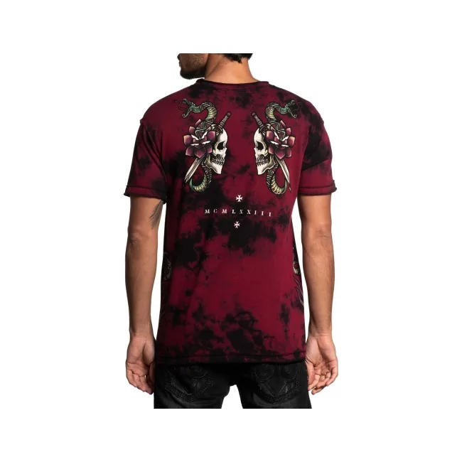 Футболка AFFLICTION Medusa`s Revenge SS Rev Tee Burgandy Black