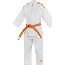 Кімоно для дзюдо Adidas Club з золотими смугами на плечах (білий) J350P
