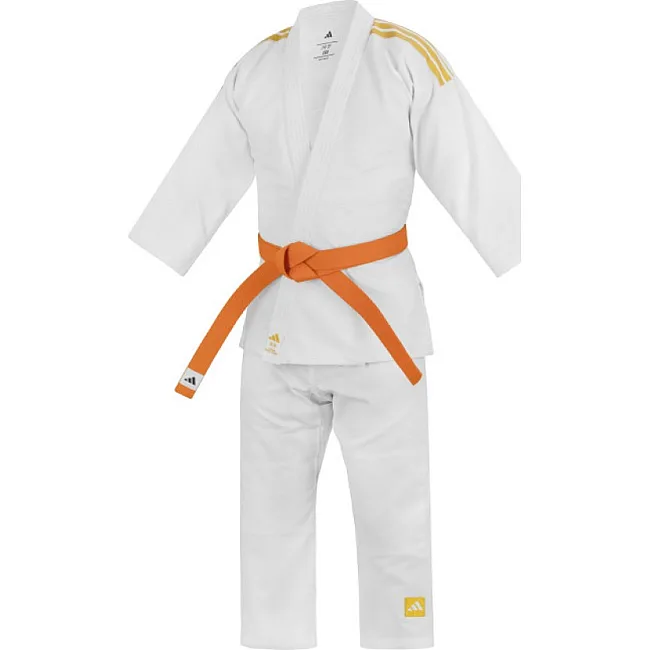 Кімоно для дзюдо Adidas Club з золотими смугами на плечах (білий) J350P