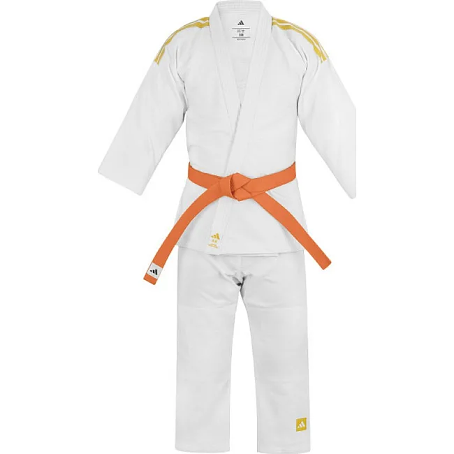 Кімоно для дзюдо Adidas Club з золотими смугами на плечах (білий) J350P