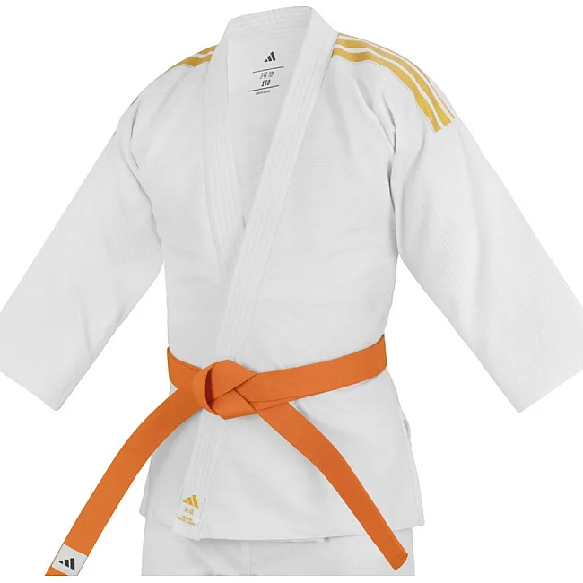 Кімоно для дзюдо Adidas Club з золотими смугами на плечах (білий) J350P