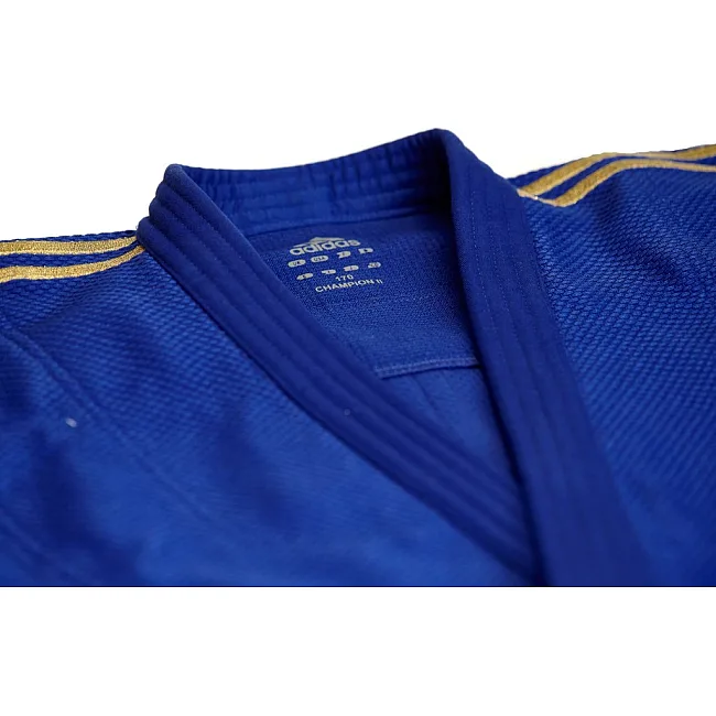 Кимоно для дзюдо Champion II с лицензией IJF Slim Fit (синий/золотые полосы) ADIDAS J-IJFB-SMU