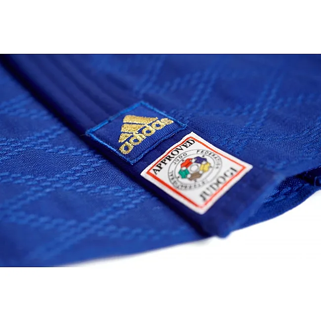 Кимоно для дзюдо Champion II с лицензией IJF Slim Fit (синий/золотые полосы) ADIDAS J-IJFB-SMU