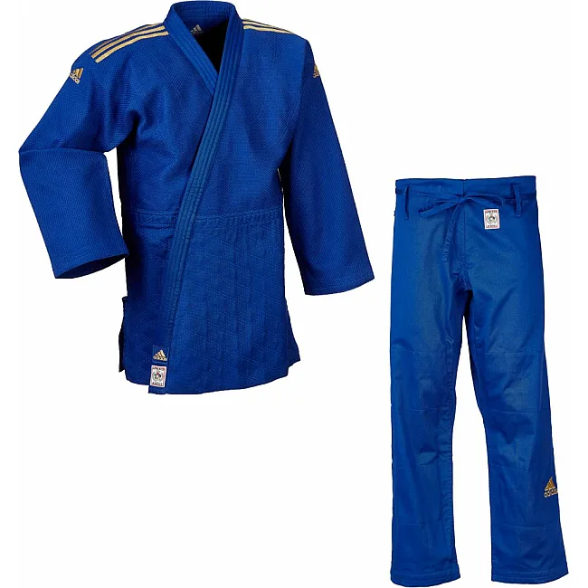 Кимоно для дзюдо Champion II с лицензией IJF Slim Fit (синий/золотые полосы) ADIDAS J-IJFB-SMU