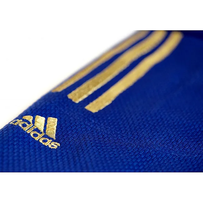 Кимоно для дзюдо Champion II с лицензией IJF Slim Fit (синий/золотые полосы) ADIDAS J-IJFB-SMU