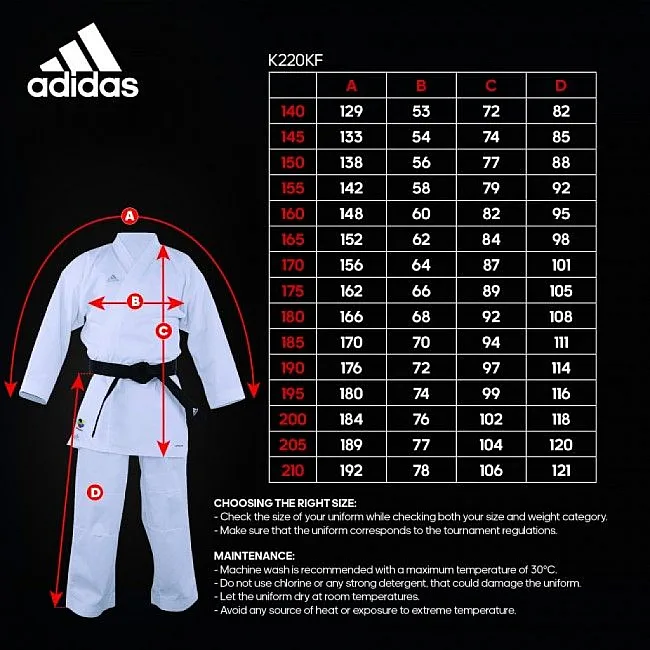 Кимоно для карате Adidas Kumite Fighter (белый, K220KF) с лицензией WKF