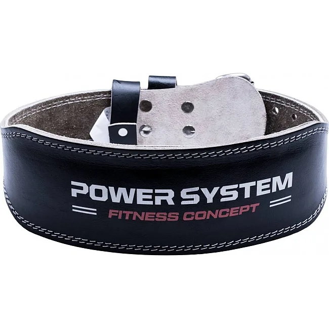 Пояс для становой тяги POWER SYSTEM PS-3100 Power кожаный Black