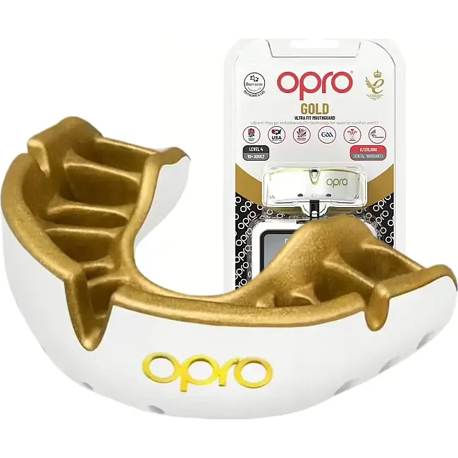 Капа OPRO Gold дитяча (вік до 10р.) White/Gold (art.102505005)