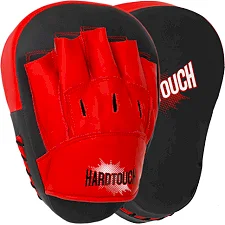 Лапа боксерская изогнутая тренировочная PU HARD TOUCH BO-4457 (Черный-красный)