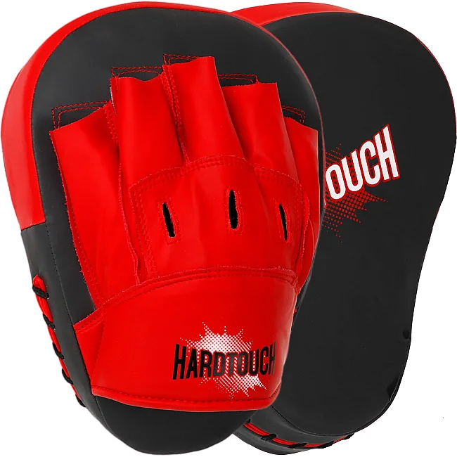 Лапа боксерская изогнутая тренировочная PU HARD TOUCH BO-4457 (Черный-красный)