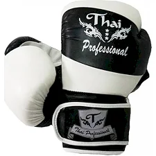 Боксерские перчатки Thai Professional BG7 Черные с белым