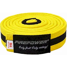 Пояс детский для Бразильского Джиу-Джитсу Firepower Classic Light Желтый с черной полоской