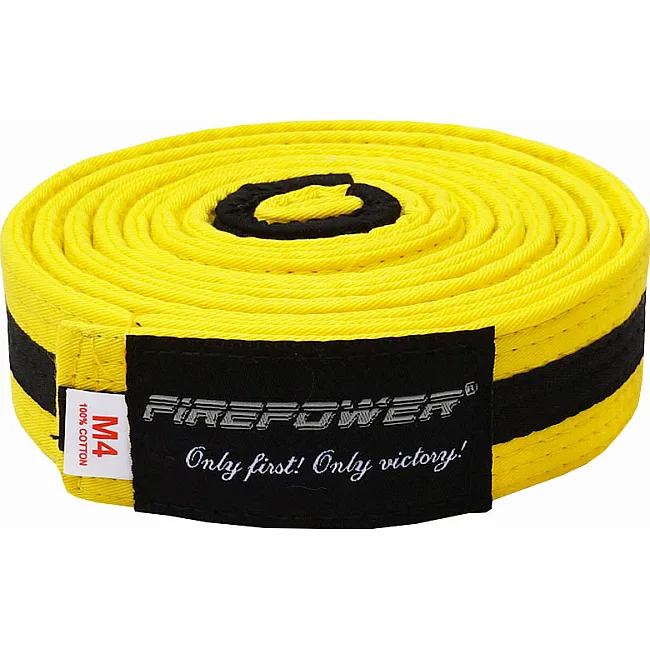 Пояс детский для Бразильского Джиу-Джитсу Firepower Classic Light Желтый с черной полоской