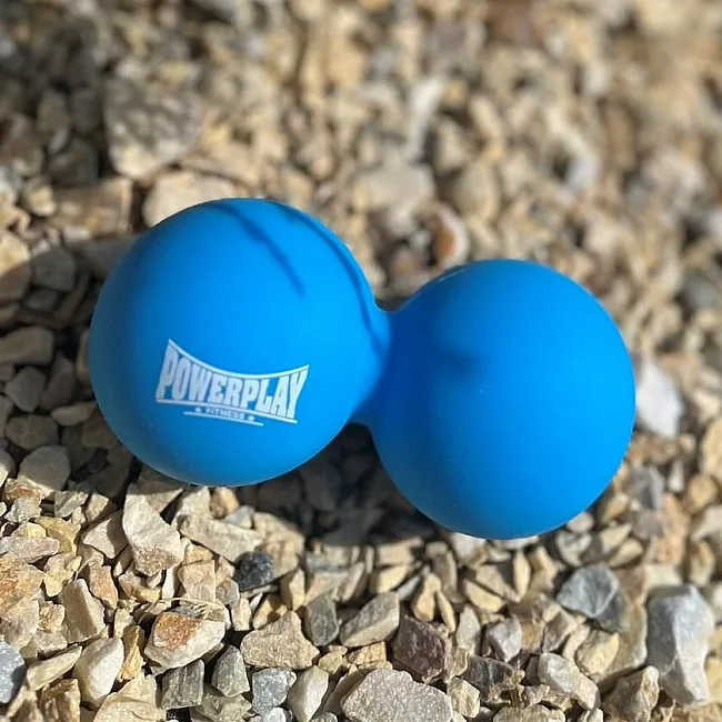 Массажный двойной мяч силиконовый PowerPlay PP-4355 Silicone Lacrosse Peanut Ball (6.3*12.6см.) Синий