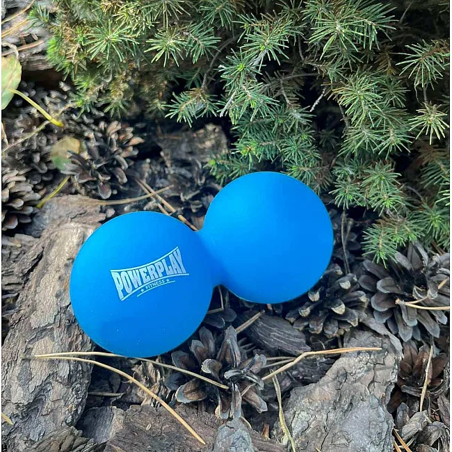 Массажный двойной мяч силиконовый PowerPlay PP-4355 Silicone Lacrosse Peanut Ball (6.3*12.6см.) Синий