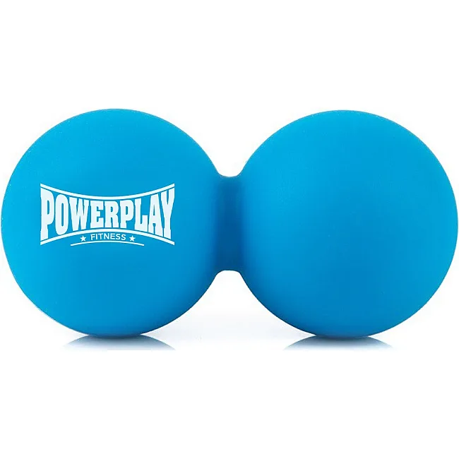 Массажный двойной мяч силиконовый PowerPlay PP-4355 Silicone Lacrosse Peanut Ball (6.3*12.6см.) Синий
