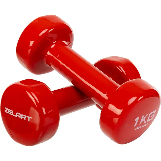 Гантели для фитнеса виниловые ZELART Beauty TA-5225-1 2шт 1кг (Красный)