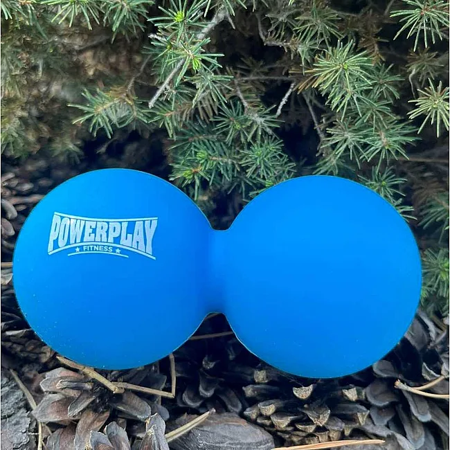 Массажный двойной мяч силиконовый PowerPlay PP-4355 Silicone Lacrosse Peanut Ball (6.3*12.6см.) Синий
